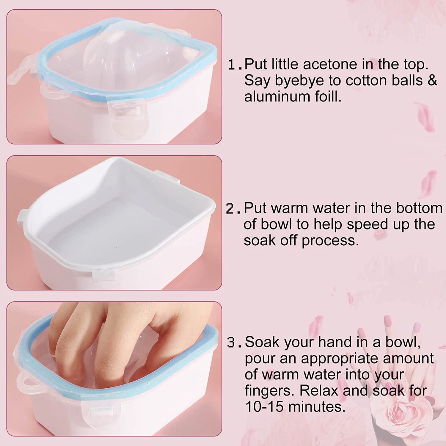 2Pcs Nail Soaking Bowl, Double Layer Manicure Bowls, Upgrade Thicken Acetone Soaking Bowls, Soak off Gel Polish Remover Bowl for Acrylic Nails - Image 4